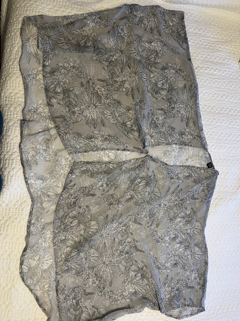 Sheer Floral Kimono Cover-Up in Light Gray